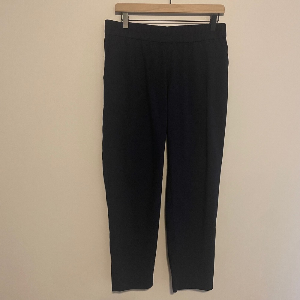 Storq Maternity pull on pants 2 dark blue classic minimalist casual lightweight - Picture 2 of 5